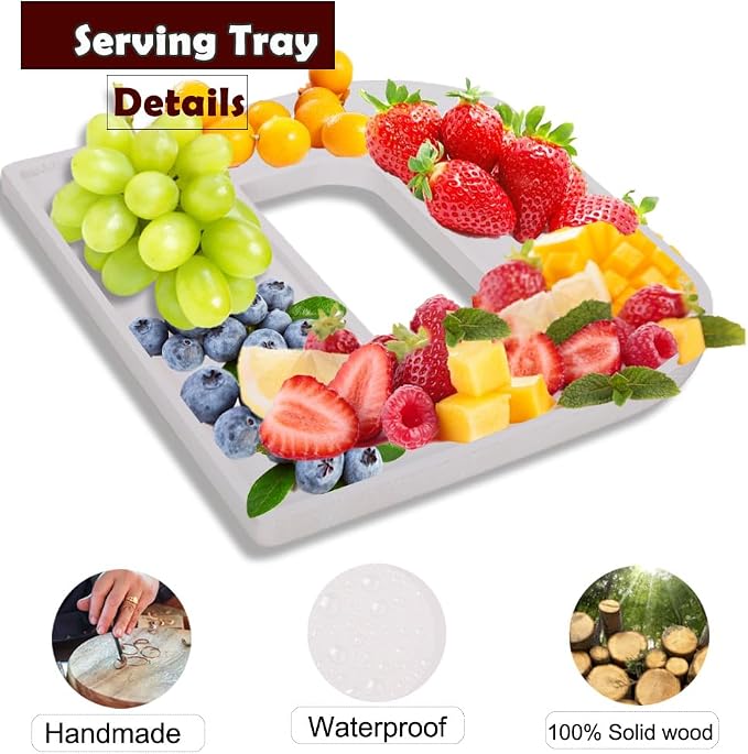 MRPAPA Grad Fillable Charcuterie Boards 4PCS Letter 12Inch White Serving Tray - Image 2