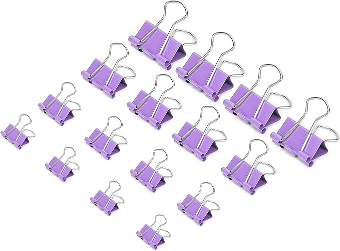 130 Pack Macaron Purple Binder Clips Assorted Sizes, Large Medium Small Mini 4 by Bgudee