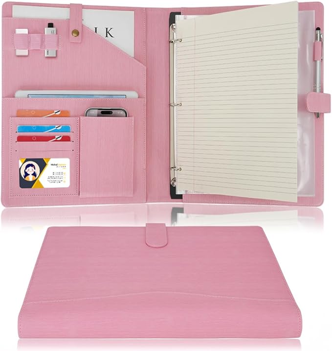 Wonderpool A4 PU Leather Portfolio Holder Ring File Document Case by Wonderpool