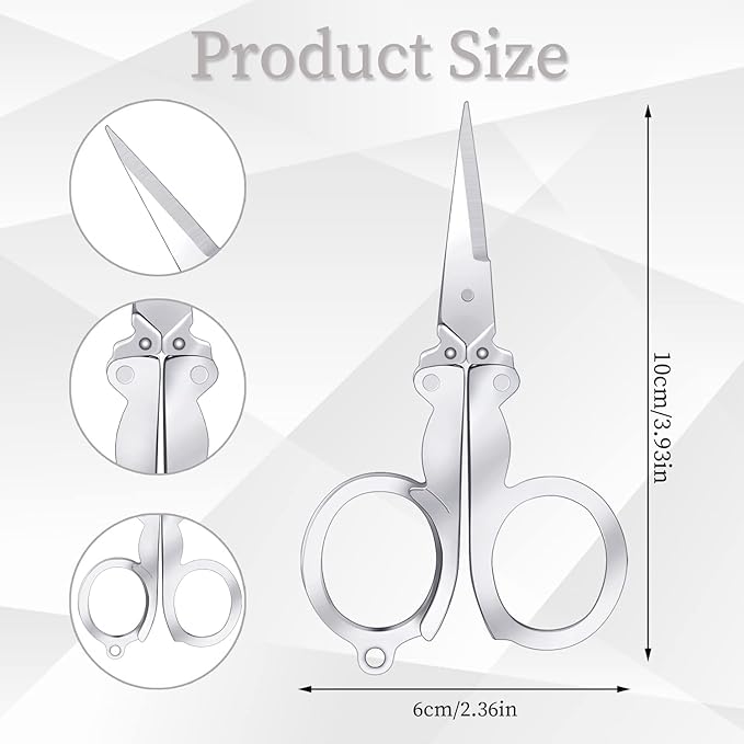 8 Pcs Stainless Steel Small Folding Scissors, Pocket Portable Foldable Travel - Image 3