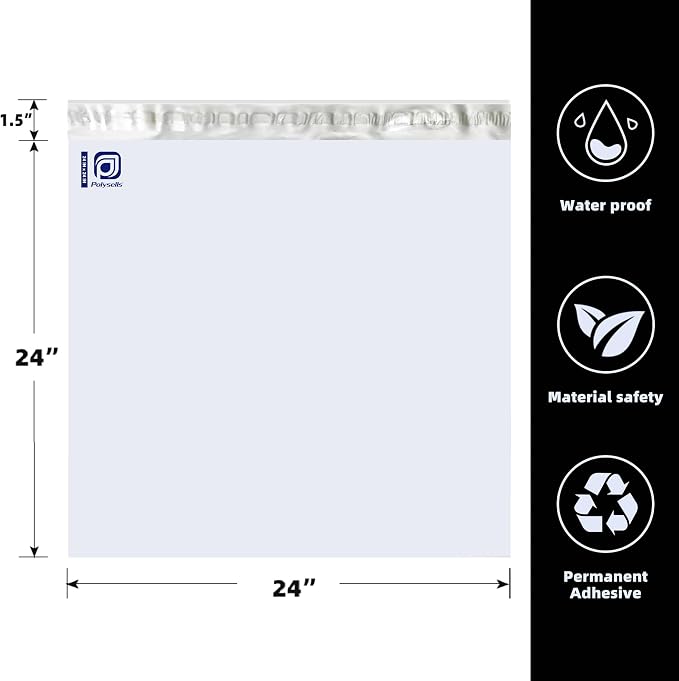 POLYSELLS 100 pcs 24x24 Inches White Poly Mailers Shipping Envelopes, Strong - Image 2