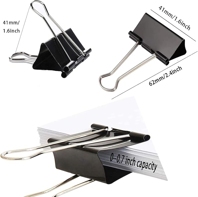 Large Binder Clips 1.6 Inch, Binder Clips Large Size, Big Paper Clips Clamps - Image 2