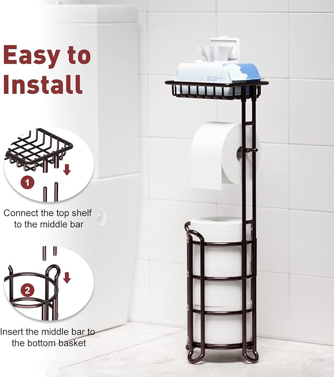 Toilet Paper Holder Stand Tissue Paper Roll Dispenser - Image 6