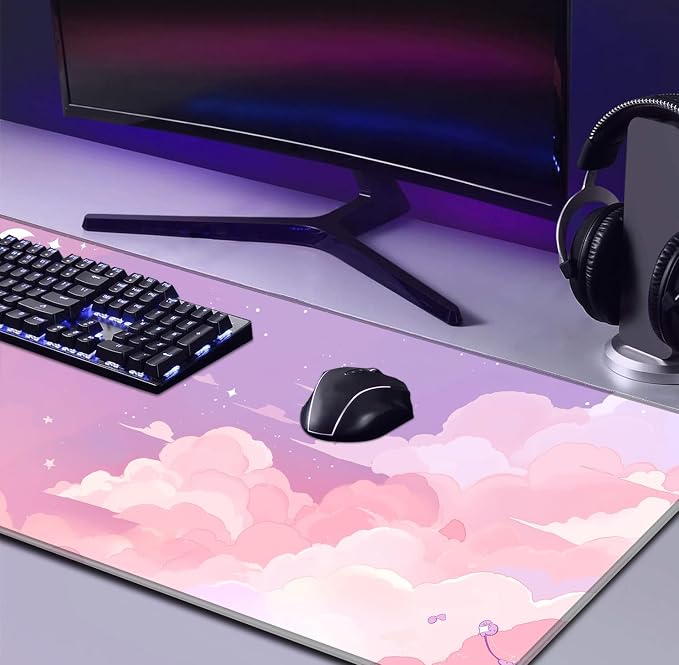 Beautiful Pink Cloud Mouse Pad, Suitable - Image 4