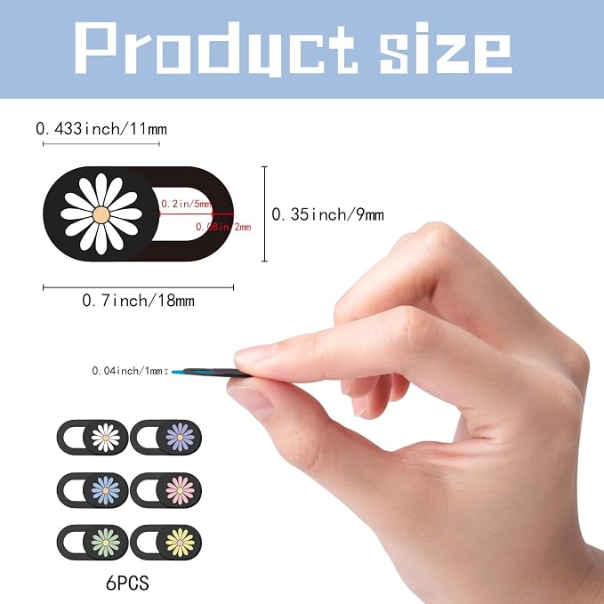 6Pcs Laptop Camera Covers Webcam Cover Slide Floral Daisy Pattern Privacy - Image 2