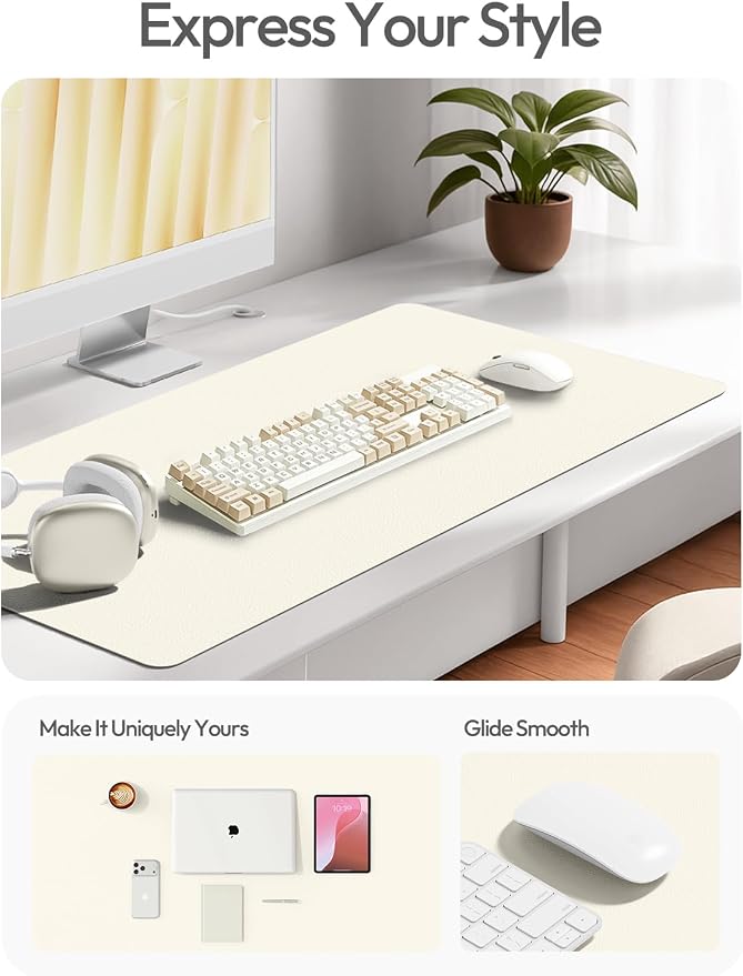 YSAGi Leather Desk Pad Protector, Office Desk Mat, Large Mouse Pad, Non-Slip PU - Image 2