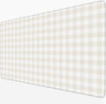 Beige Checkered Gingham Desk Mat Pad XXL Large Mouse Pad Anti-Slip Big Mousepad by Nasdalgias