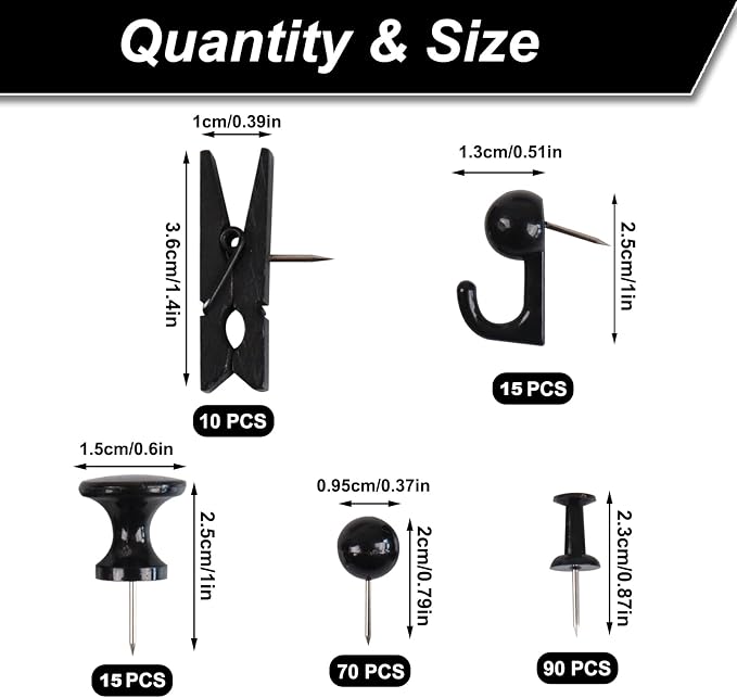 Push Pins Set, 5 Types Pushpins Thumbtacks - Image 2
