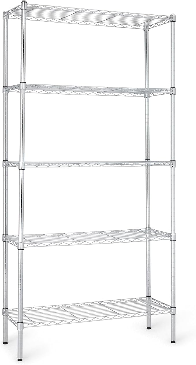 Amazon Basics 5-Shelf Adjustable Heavy Duty Steel Wire Rack, Space Saving by AmazonBasics