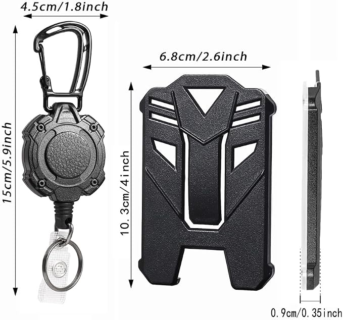 Badge Holder Retractable Clip Heavy Duty Carabiner Badge Reel Keychain - Image 3