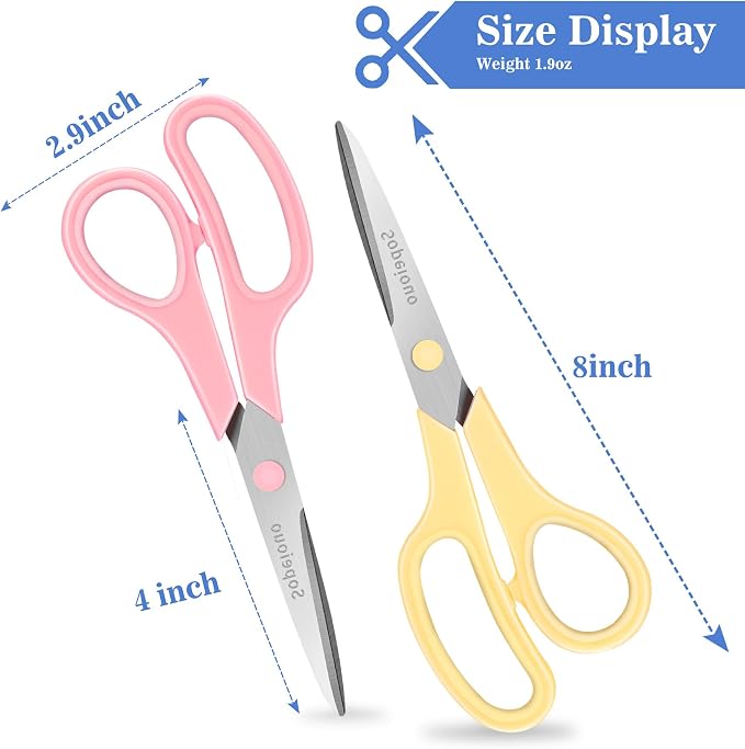 6 Pcs 8” Scissors, Sharp Stainless Steel Comfort Grip - Image 2