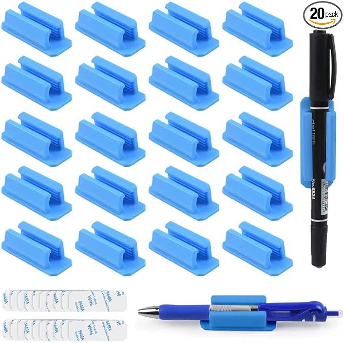 20 Pack Silicone Pencil Holders, Adhesive Pen And Marker Holders, Wall by CDIVEFTN