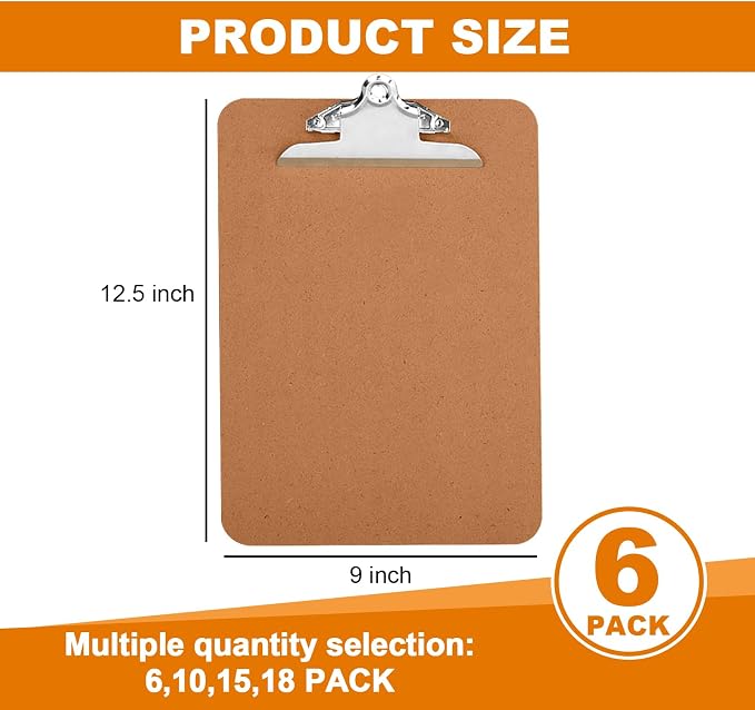 HERKKA 6 Pack Hardboard Office Clipboards - Image 2