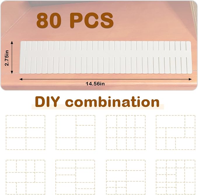Vesici 80 Pcs Drawer Dividers Adjustable Plastic Organizer DIY Separators - Image 2