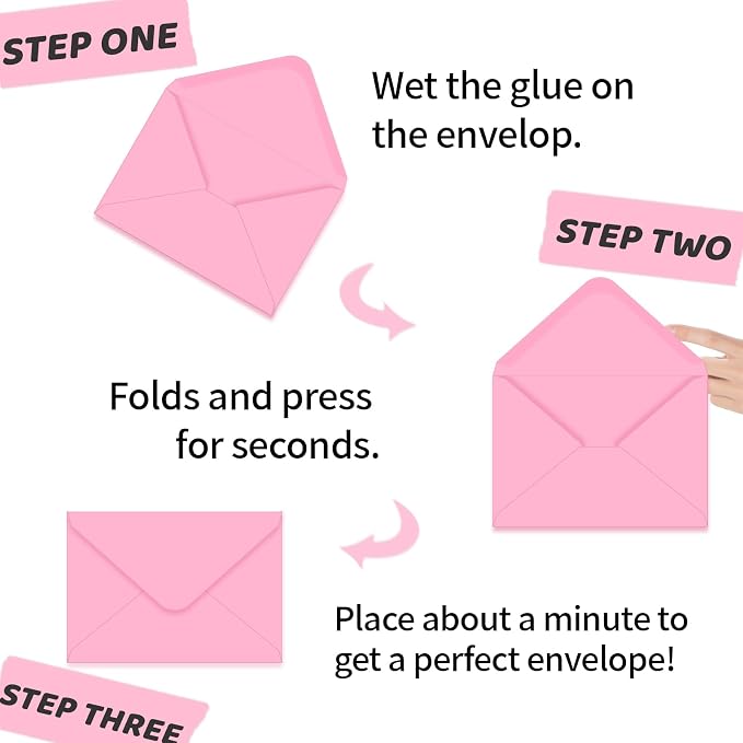 A7 Envelopes 100 Pack Pink Envelopes 5x7 V-shaped Flap, Suitable - Image 3