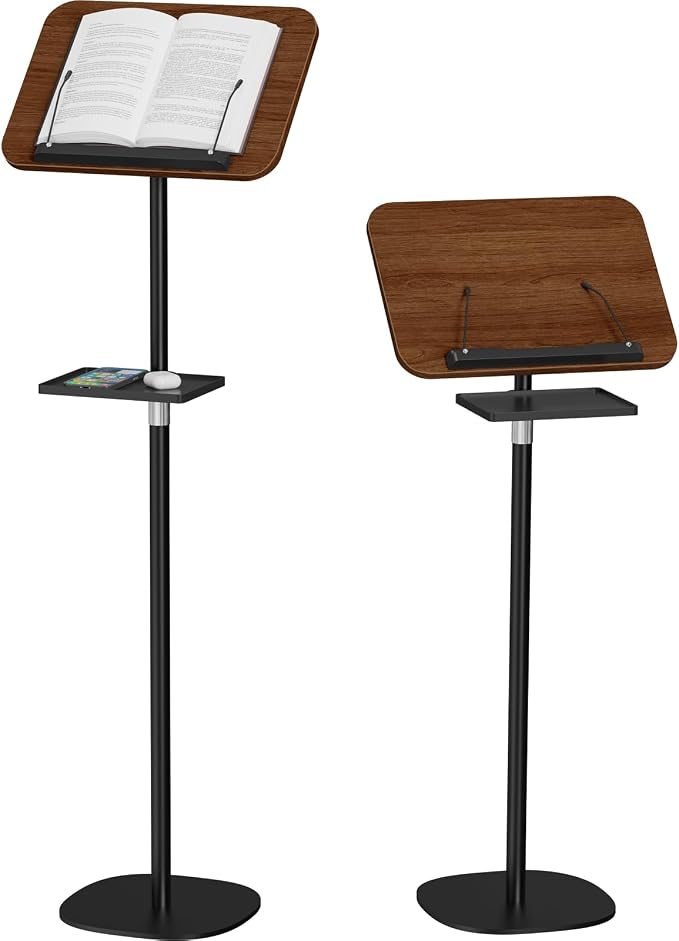 Snughome Floor Book Stand with Removable Tray, Wood Standing Book Stand by Snughome