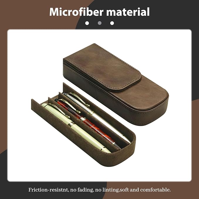 Leather Triple Pen Case Pencil Pouch Holder - Image 3