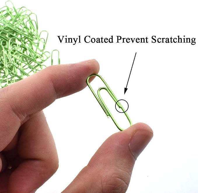 HAHIYO Paper Clips 1.3 inchs Length Green Paperclips Vinyl Coated Prevent - Image 4