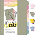 Sooez 8 Tabs Long-Lasting Plastic Write & Erase Large Tabs Dividers by Sooez
