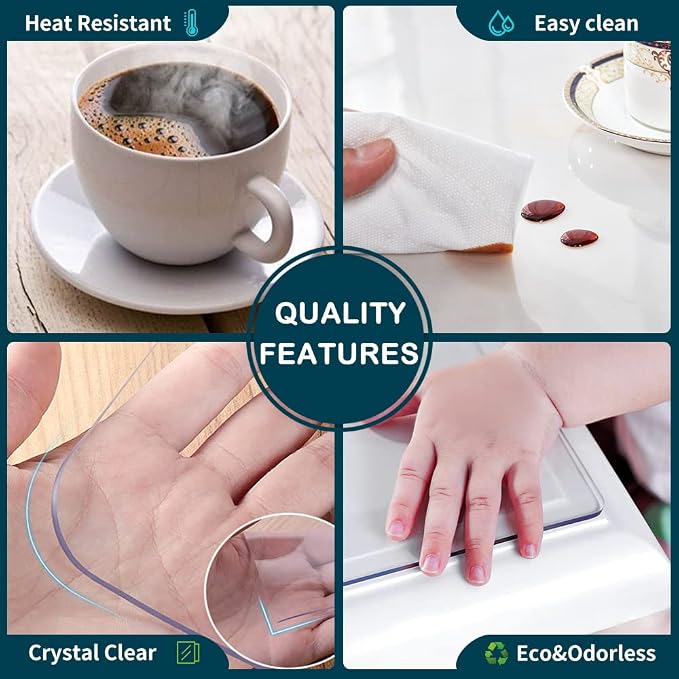 Wadrac 1.5mm Thick 17x54 Clear Table Cover Protector Study Desk Topper Pad - Image 5