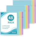 48 Pack Plastic File Folders, Letter Size Clear Project Sleeves by KIOEEE