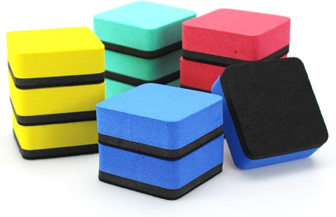 Dry Erase Eraser, 12 Pack Magnetic Whiteboard Erasers, Small Dry Erase Board by Xloey