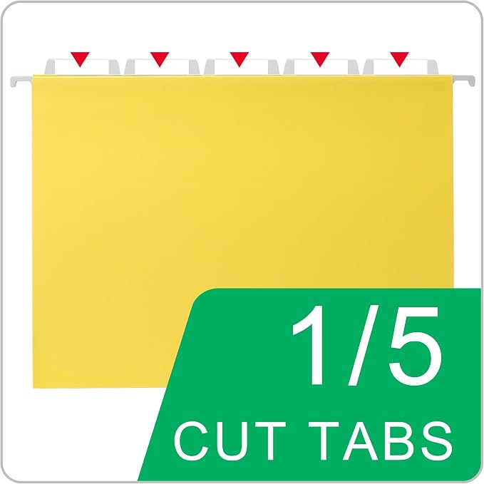 Yellow Hanging File Folders, 25 Packs Letter Size File Folder, Designed - Image 3