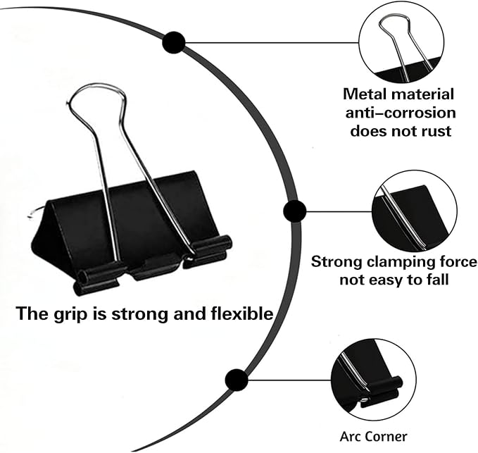 Binder Clips Paper Clamps 300 Pack Assorted Sizes, Mini and Micro, 6 Sizes - Image 3