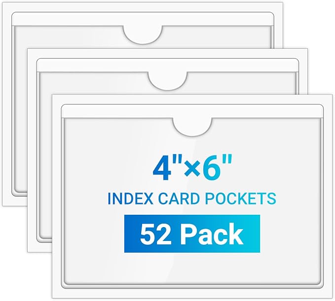 MaxGear 4" x 6" Index Card Holder, 52 Pack Label Holders by MaxGear