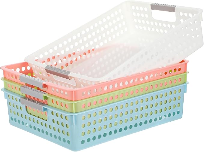 4 Pack Paper Tray Organizer, 4A Paper Tray Durable Desk Storage Bins, Stackable by Unknown