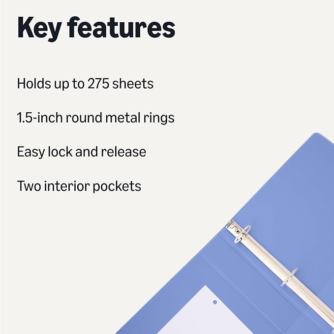 Amazon Basics 3 Ring 1.5 inch Binders - Image 2