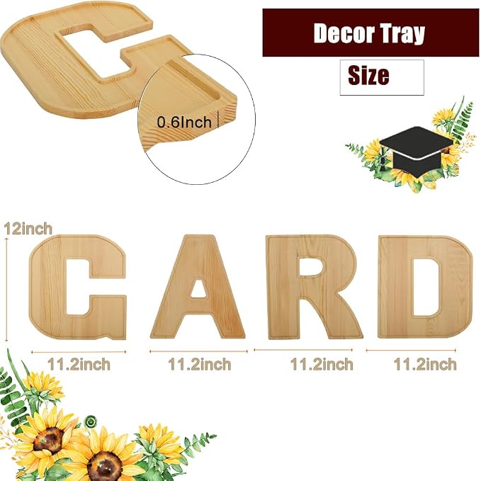 MRPAPA Grad Wooden Charcuterie Boards 4PCS Letter 12Inch Grad Serving Tray 2025 - Image 3