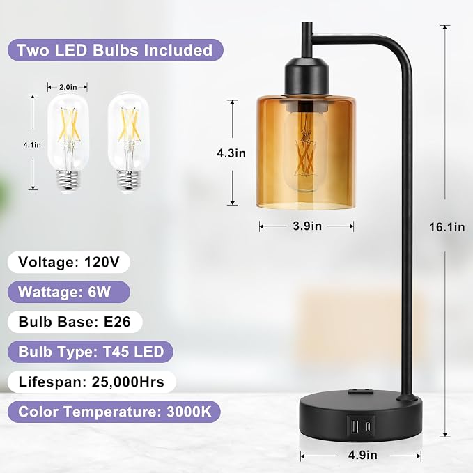 Industrial Touch Nightstand Lamps - Image 4