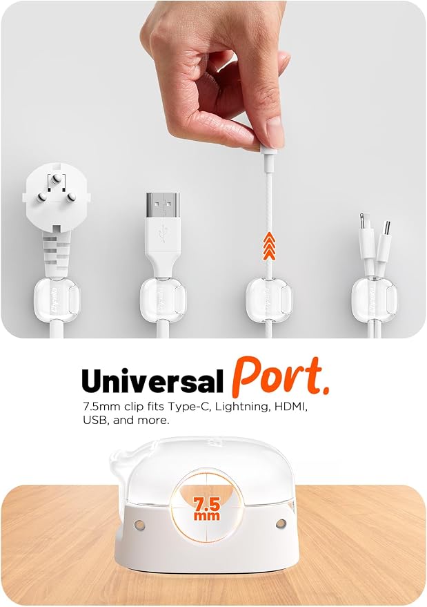 Cable Clips, 8 Pack Cord Holder Cord Organizer Spring Cord Clips Phone Charger - Image 4