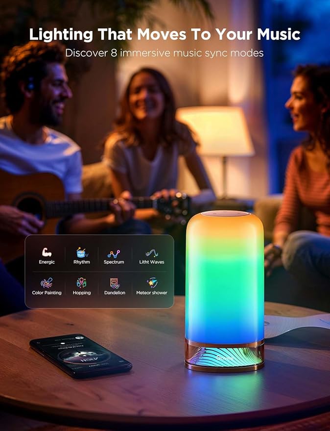 Govee RGBIC Smart Table Lamp 2, Touch Bedside Small Table Lamp Compatible - Image 5