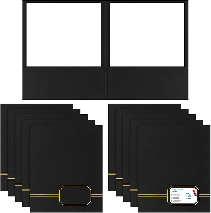 Kisston 50 Pack Executive Twin Pocket Folders Letter Size Black by Kisston