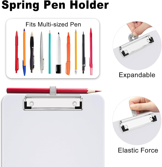 Hongri A5 Clipboard with Storage, Metal Retractable Pen Holder, 6 x 9'' Nursing - Image 3