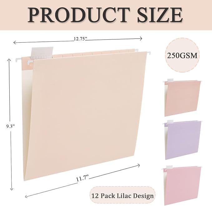 12 Pack Hanging File Folders Letter Size, Reinforced Folders - Image 2