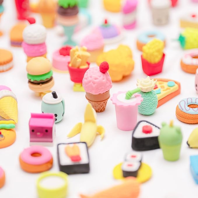90Pcs 3D Food Erasers for Kids, All are Food Styles, Random Desktop Pets Toys - Image 4