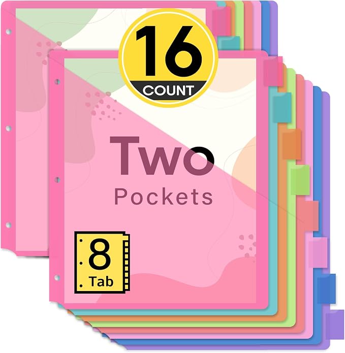Taja 16 Count Dividers for 3 Ring Binder by Taja