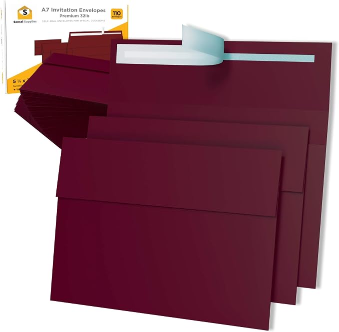 110 5x7 Burgundy Invitation Envelopes by SenseiSupplies