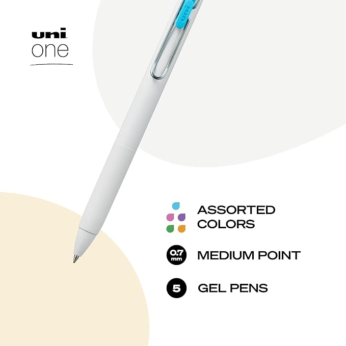 uniball one Retractable Gel Pens, Medium Point, 5 Pack - Image 4