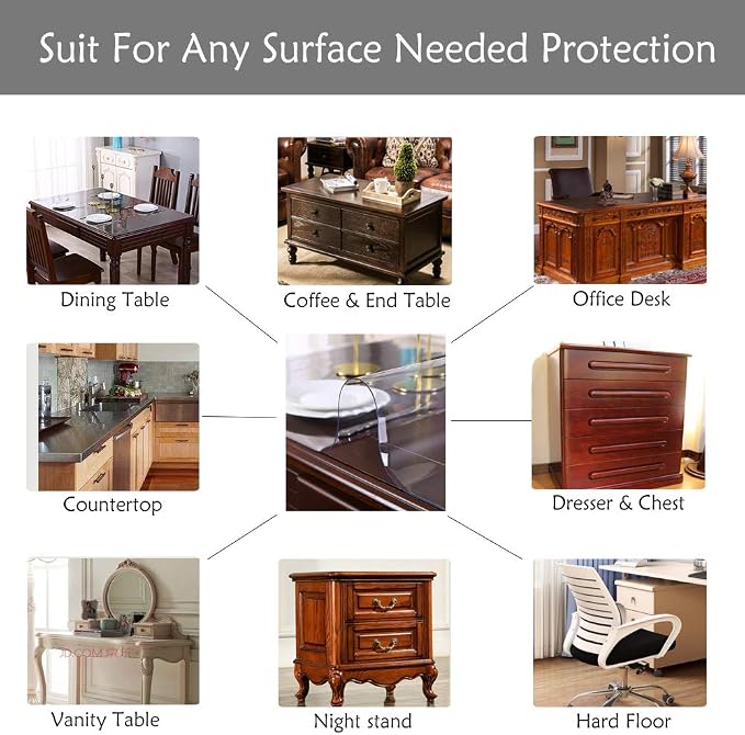 48x80 Inch Clear Plastic Banquet Table Protector Transparent PVC Desk Pad Mat - Image 5