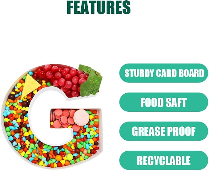 Cardboard Letter Fillable Charcuterie Board Candy Food Tray, 12.2 inch - Image 3