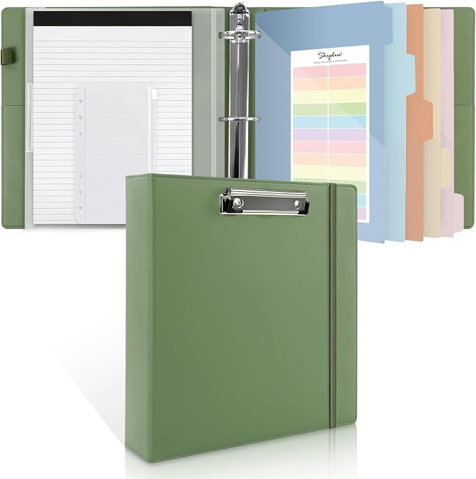SKYDUE 3 Ring Binder with Clipboard, 2 Inch Binder, PU Clipboard Binder with by SKYDUE