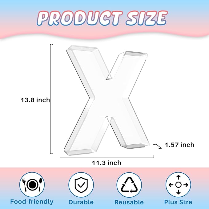 11" Acrylic Letter Charcuterie Box, Reusable Fillable Alphabet Number Shaped - Image 2