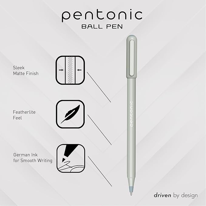 Pentonic Ballpoint Pens, Frosted Pale Gray Barrel - Image 2