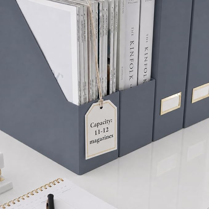 BLU MONACO | Set of 6 Foldable Grey Magazine File Holders - Image 5