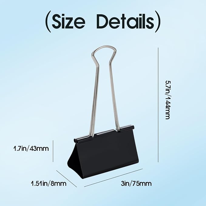 Jumbo Binder Clips 3 Inch, Binder Clips Extra Large Heavy Duty - Image 2