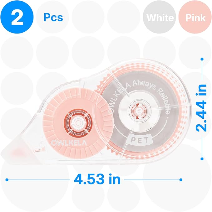 OWLKELA 2 Pack Plus Correction Tape, Tear-Resistant White Correction Tape - Image 2